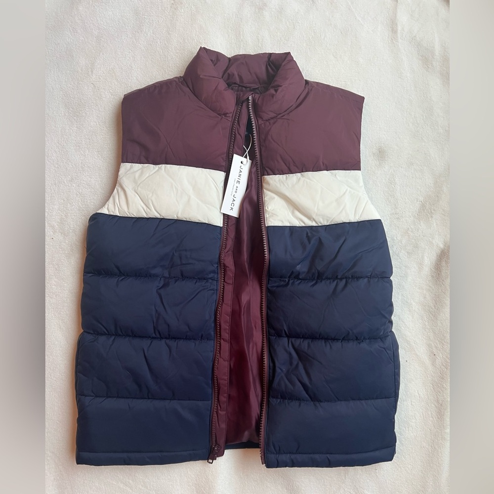 NWT Janie and Jack Colorblock‎ Puffer Vest - Boys Size 10-12